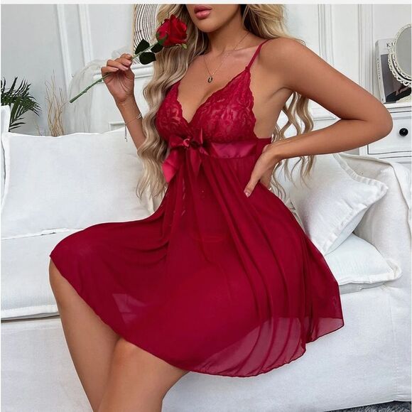 Women Sexy Lingerie Lace Chemise Babydoll Sleepwear Bridal Underwear G-string US - Picture 3 of 4